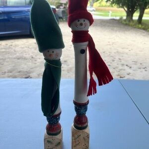 Festive Snowman decorations - wooden